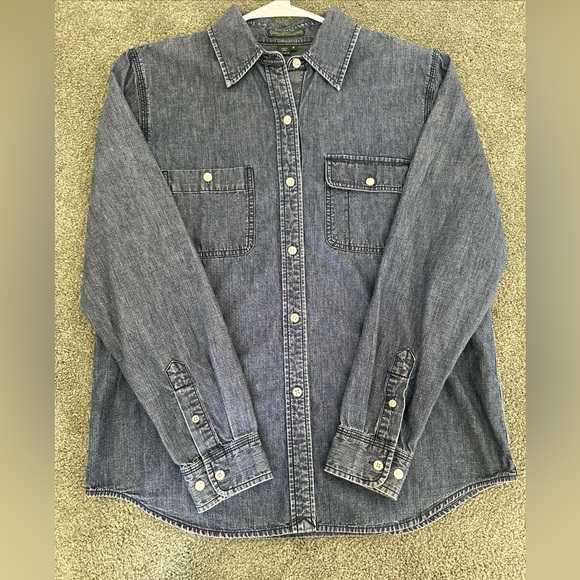 VINTAGE Lauren Jeans Company by Ralph Lauren denim shirt Sz medium - Picture 1 of 10